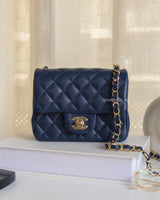 Classic Flap Mini Square | 17B Navy Blue Caviar Light Gold Hardware