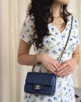 Classic Flap Mini Square | 17B Navy Blue Caviar Light Gold Hardware