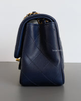 Classic Flap Mini Square | 17B Navy Blue Caviar Light Gold Hardware