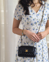 Hobo Chevron Crossbody Small | Black Aged Calfskin Brushed Gold Hardware