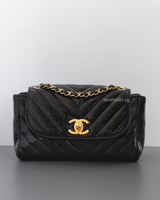 Hobo Chevron Crossbody Small | Black Aged Calfskin Brushed Gold Hardware