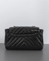 Hobo Chevron Crossbody Small | Black Aged Calfskin Brushed Gold Hardware