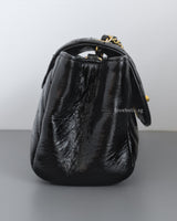 Hobo Chevron Crossbody Small | Black Aged Calfskin Brushed Gold Hardware