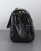 Hobo Chevron Crossbody Small | Black Aged Calfskin Brushed Gold Hardware