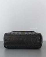 Hobo Chevron Crossbody Small | Black Aged Calfskin Brushed Gold Hardware