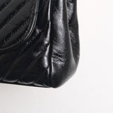 Chanel Hobo Chevron Crossbody Small | Black Aged Calfskin Brushed Gold Hardware-details