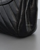 Hobo Chevron Crossbody Small | Black Aged Calfskin Brushed Gold Hardware