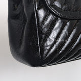 Chanel Hobo Chevron Crossbody Small | Black Aged Calfskin Brushed Gold Hardware-details