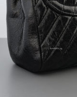 Hobo Chevron Crossbody Small | Black Aged Calfskin Brushed Gold Hardware