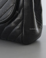 Hobo Chevron Crossbody Small | Black Aged Calfskin Brushed Gold Hardware