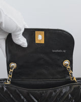 Hobo Chevron Crossbody Small | Black Aged Calfskin Brushed Gold Hardware