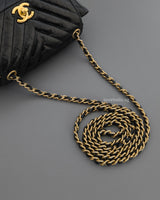Hobo Chevron Crossbody Small | Black Aged Calfskin Brushed Gold Hardware