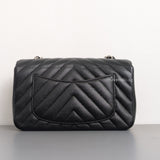Chanel Classic Flap Chevron Mini Rectangle | 17S Black Caviar Silver Hardware-back