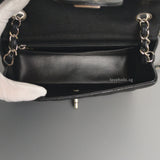 Chanel Classic Flap Chevron Mini Rectangle | 17S Black Caviar Silver Hardware-details