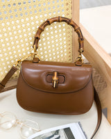 Gucci 1947 Bamboo Top Handle Bag Small | Brown Leather Gold Hardware-front