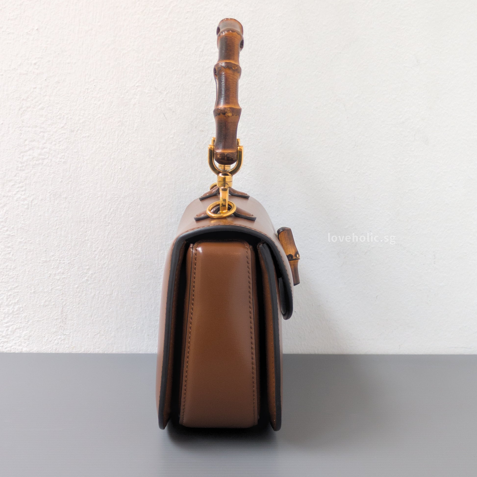 Gucci 1947 Bamboo Top Handle Bag Small | Brown Leather Gold Hardware-side