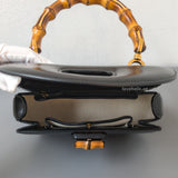 Gucci 1947 Bamboo Top Handle Bag Small | Black Leather Gold Hardware-details