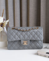 Classic Flap Small | 20C Grey Caviar Light Gold Hardware