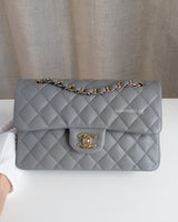Classic Flap Small | 20C Grey Caviar Light Gold Hardware