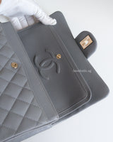 Classic Flap Small | 20C Grey Caviar Light Gold Hardware