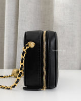 Chanel Camera Bag Mini with Pearl Crush | Black Lambskin Brushed Gold Hardware-side