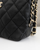 Chanel Hobo 24P Small | Black Caviar Gold Hardware-details
