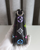 Louis Vuitton LV X TM Murakami Pochette | Black Leather Silver Hardware-side