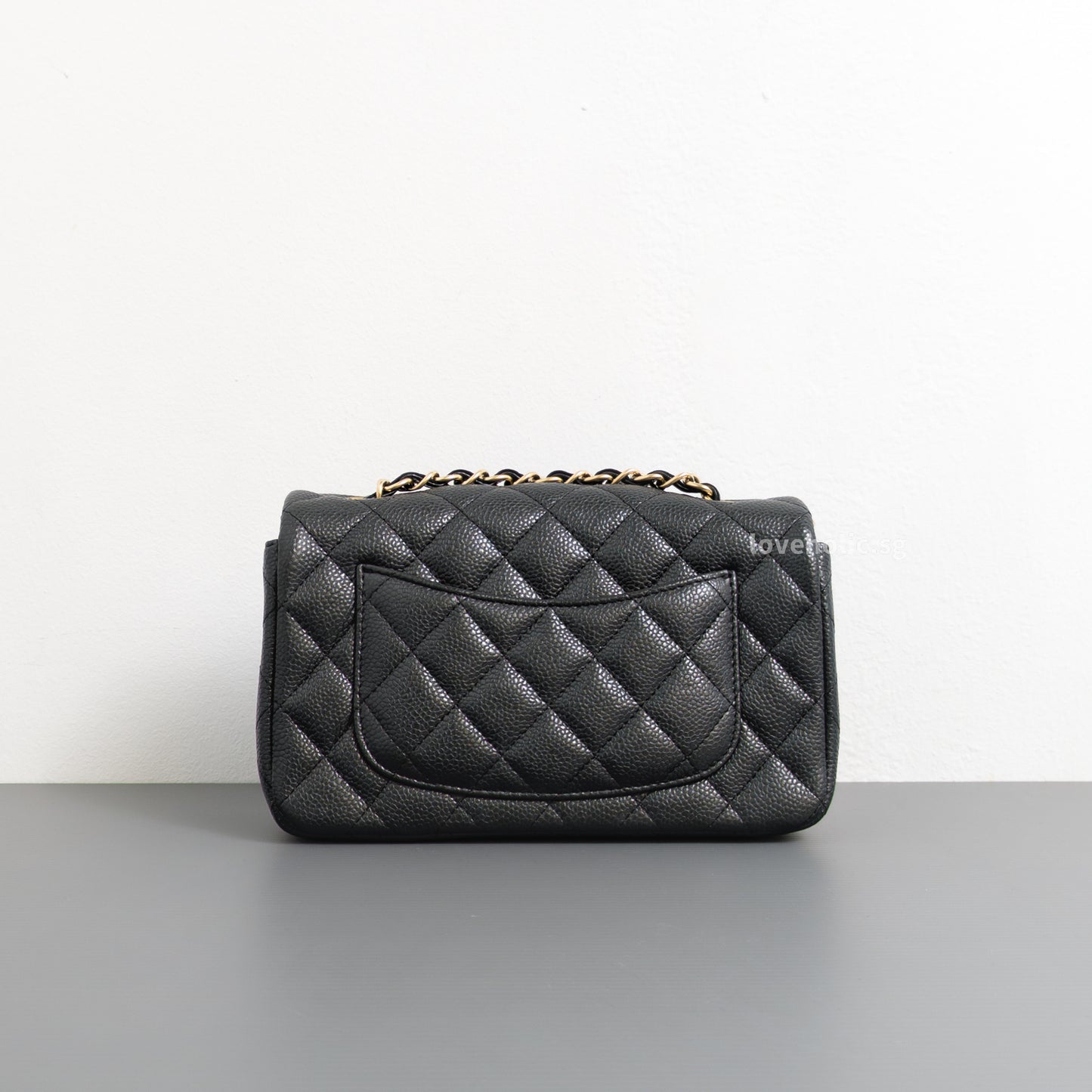 Classic Flap Mini Rectangle | 15C Black Caviar Brushed Gold Hardware