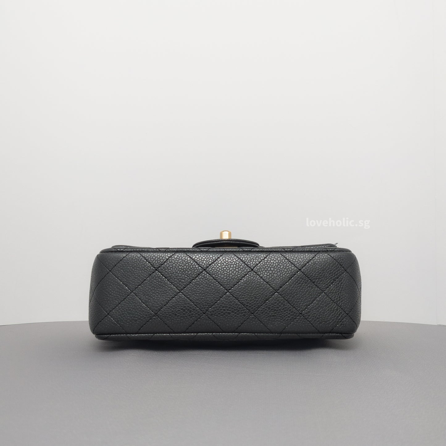 Classic Flap Mini Rectangle | 15C Black Caviar Brushed Gold Hardware