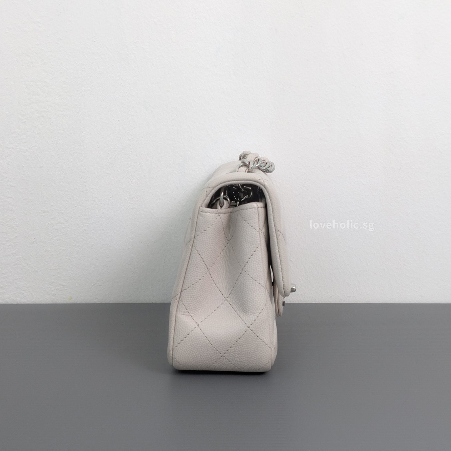 Classic Flap Mini Rectangle | 18B Ivory White Caviar Silver Hardware