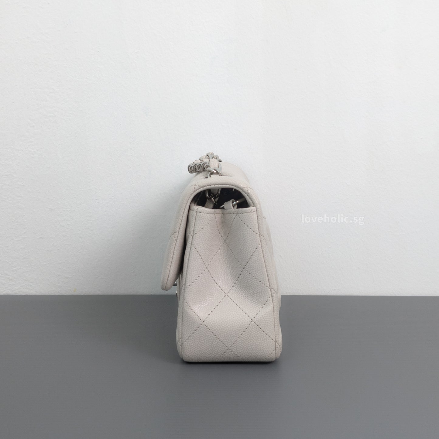 Classic Flap Mini Rectangle | 18B Ivory White Caviar Silver Hardware