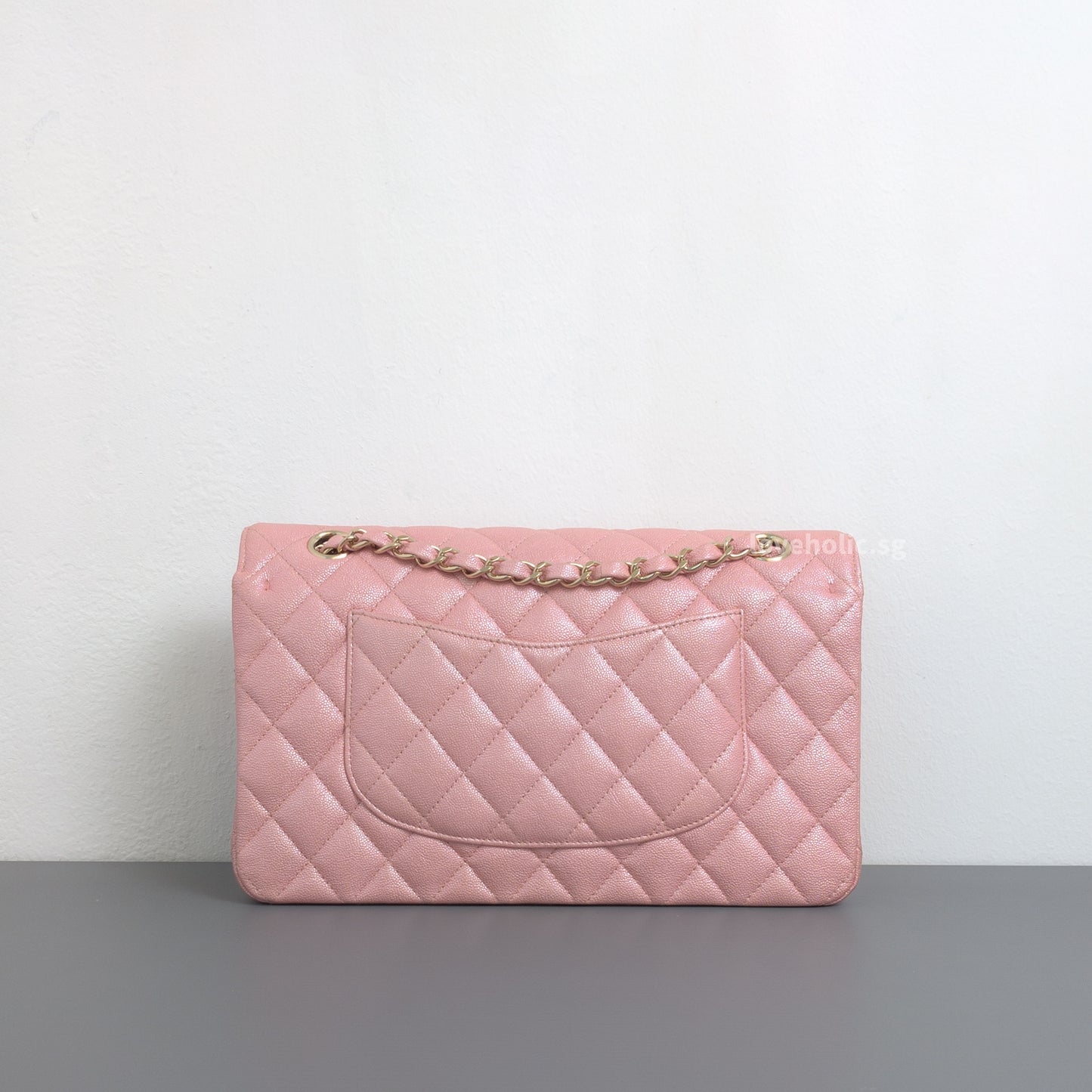 Chanel Classic Flap Medium | 19S Iridescent Sakura Pink Caviar Gold Hardware-back