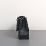 Chanel Classic Flap Medium | Black Lambskin Silver Hardware-side
