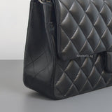 Chanel Classic Flap Medium | Black Lambskin Silver Hardware-details