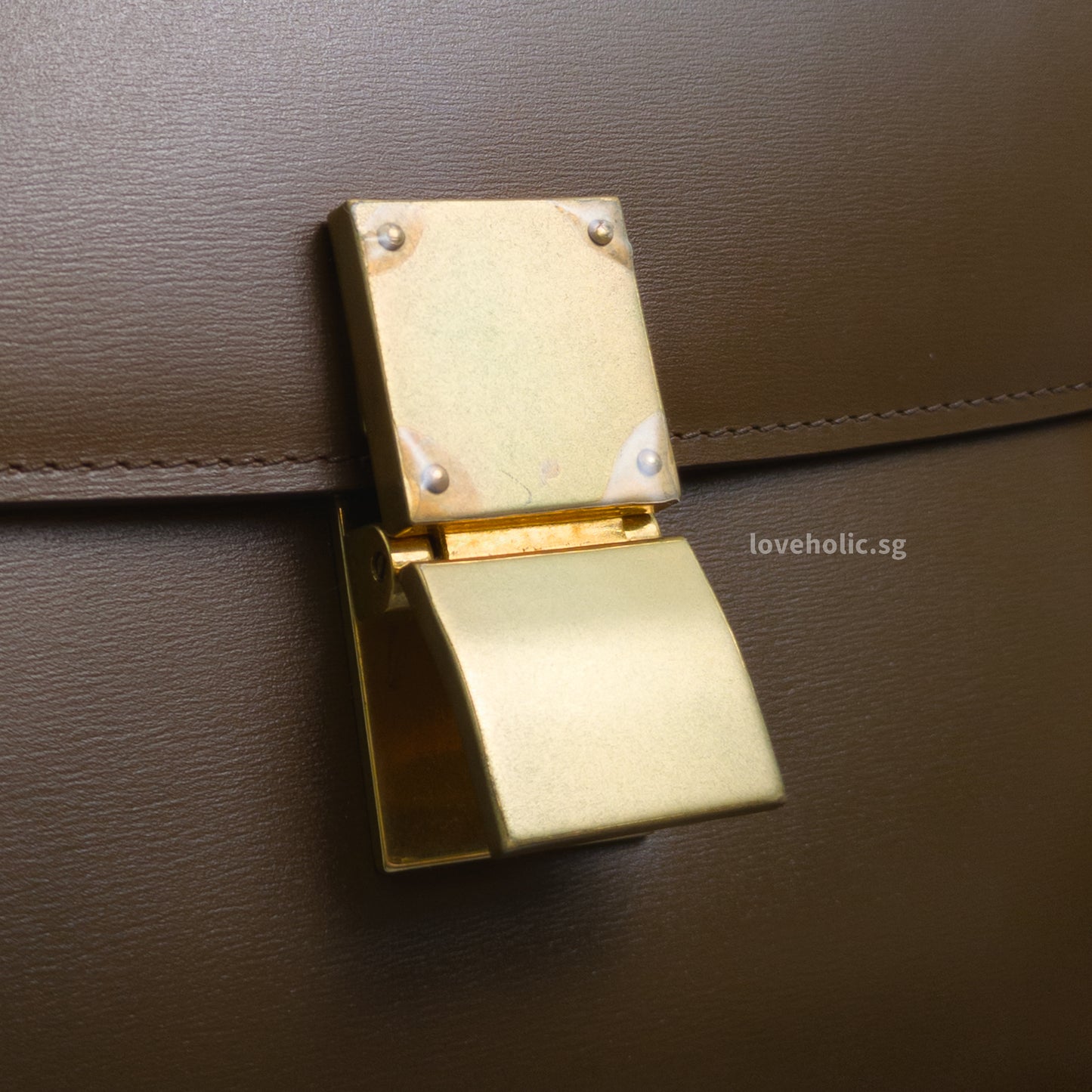Celine Box Medium | Camel Calfskin Gold Hardware-details