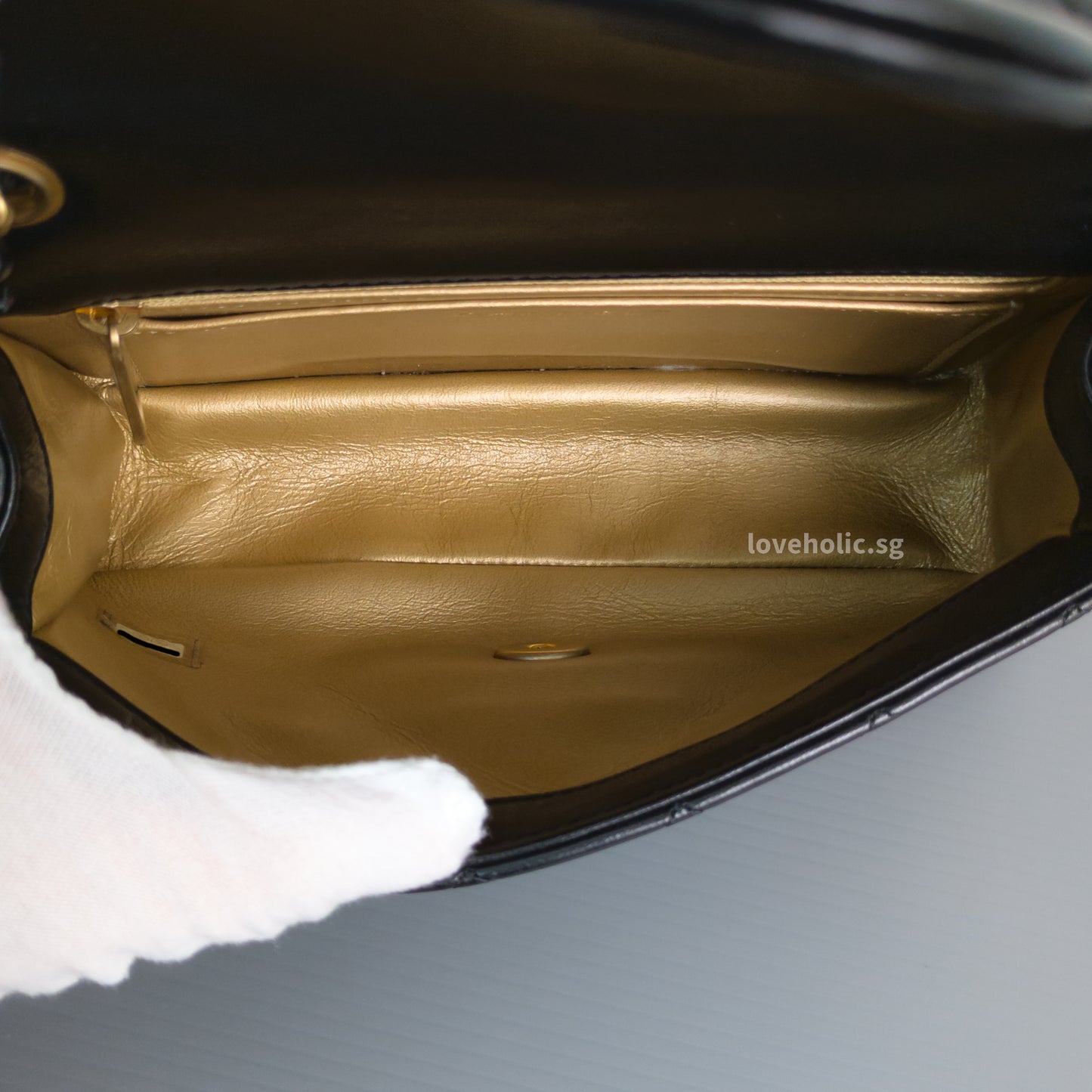 Pearl Crush Mini Rectangle Black Lambskin Brushed Gold Hardware