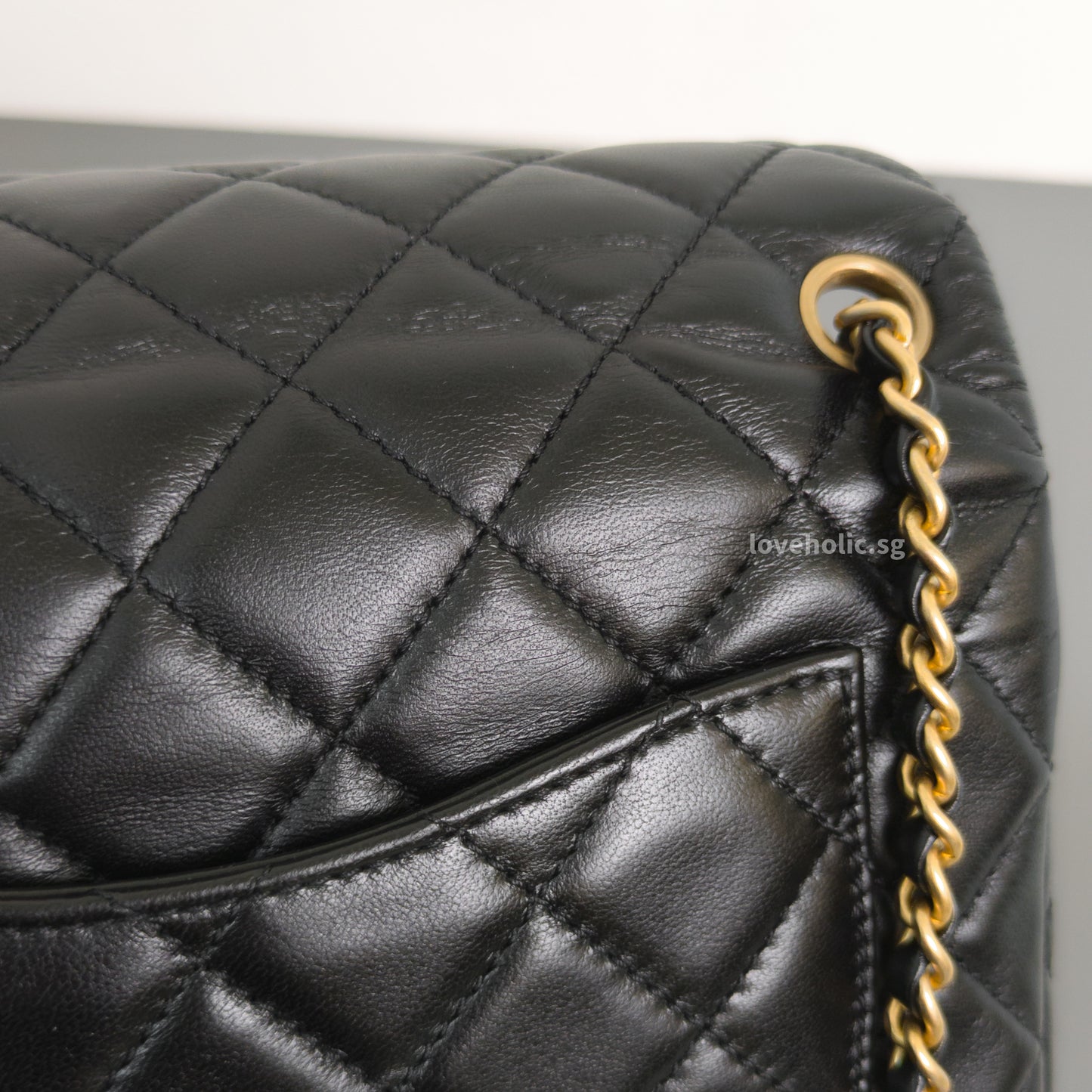 Pearl Crush Mini Rectangle Black Lambskin Brushed Gold Hardware