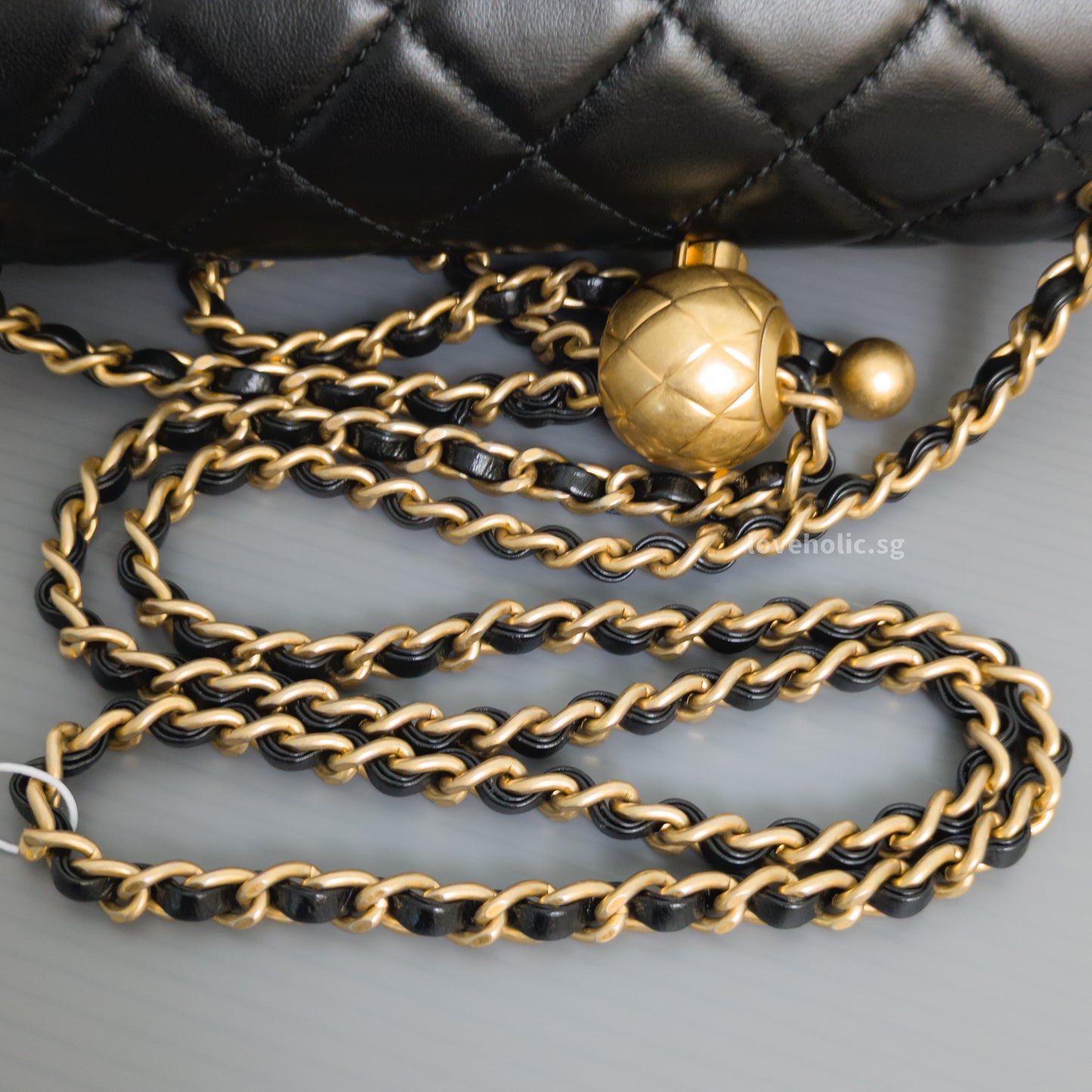 Pearl Crush Mini Rectangle Black Lambskin Brushed Gold Hardware