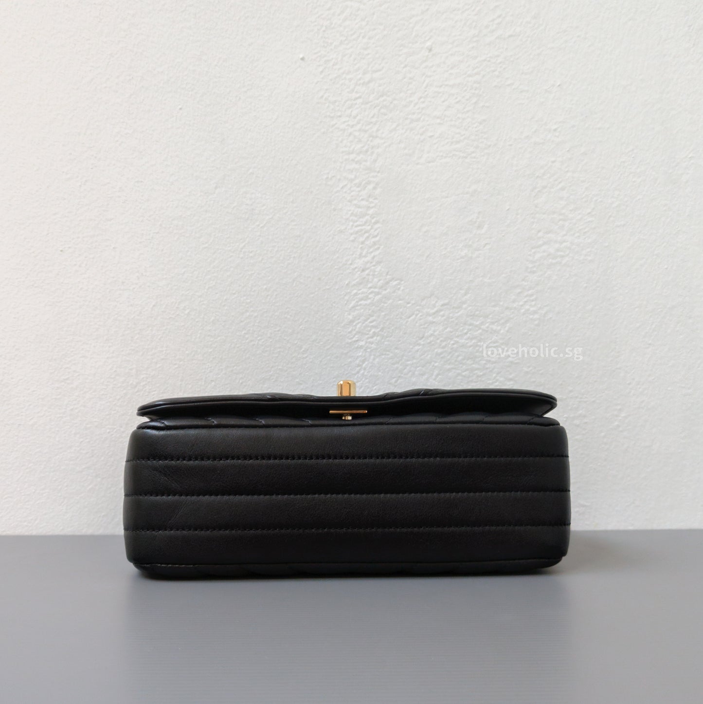 Chanel Statement Flap Bag Chevron Mini | Black Lambskin Light Gold Hardware-details