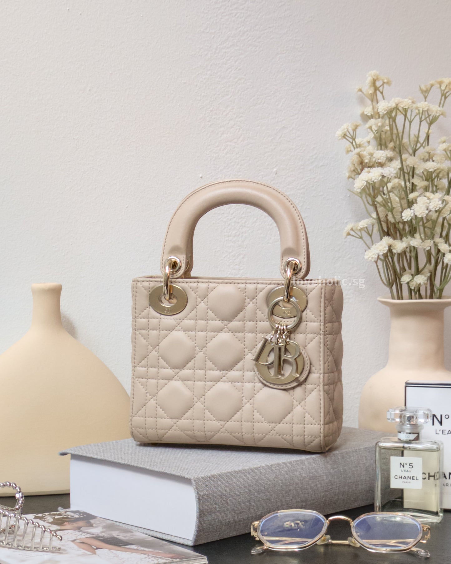 Lady Dior Mini | Powder Beige M51U Lambskin Light Gold Hardware