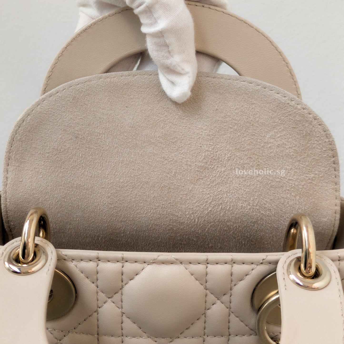 Lady Dior Mini | Powder Beige M51U Lambskin Light Gold Hardware