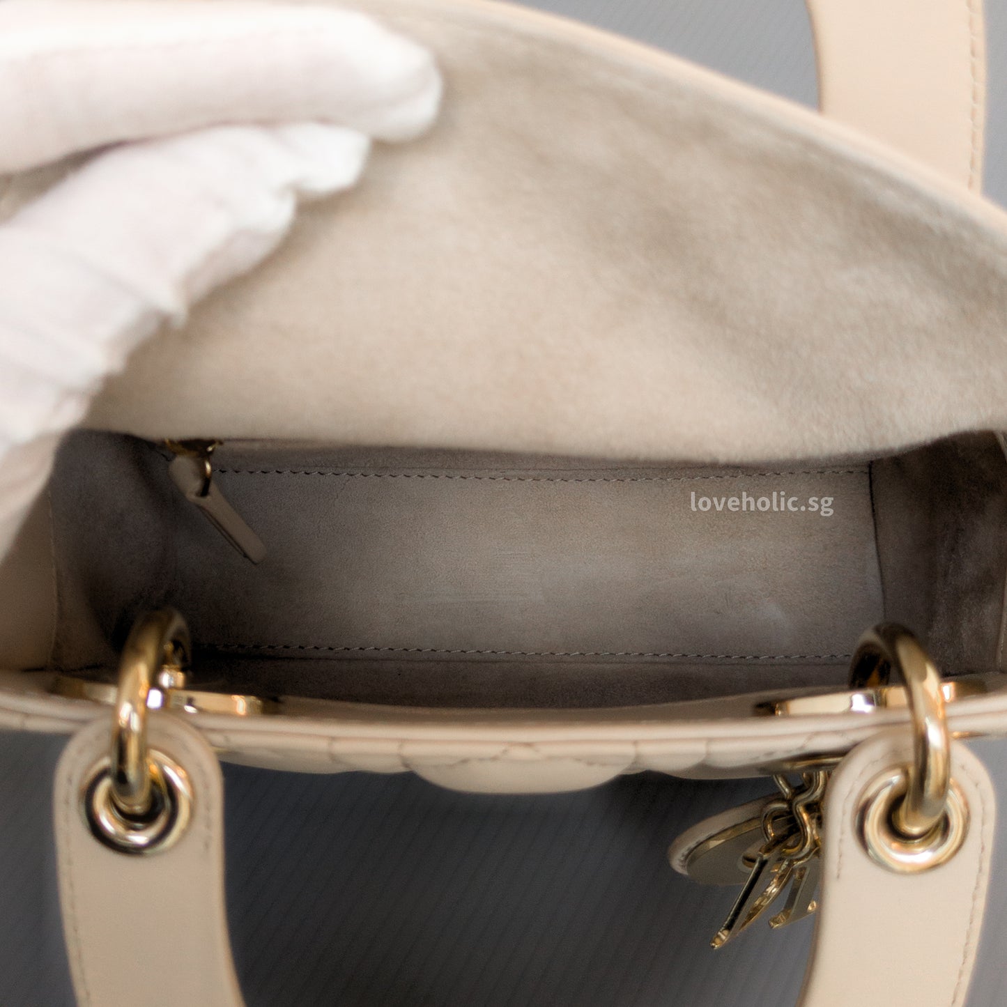 Lady Dior Mini | Powder Beige M51U Lambskin Light Gold Hardware