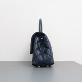 Chanel Coco Handle Small | 21B Navy Blue Caviar Light Gold Hardware-details