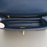 Chanel Coco Handle Small | 21B Navy Blue Caviar Light Gold Hardware-details