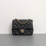 Chanel Classic Flap Mini Square | 17B Black Caviar Gold Hardware-front1