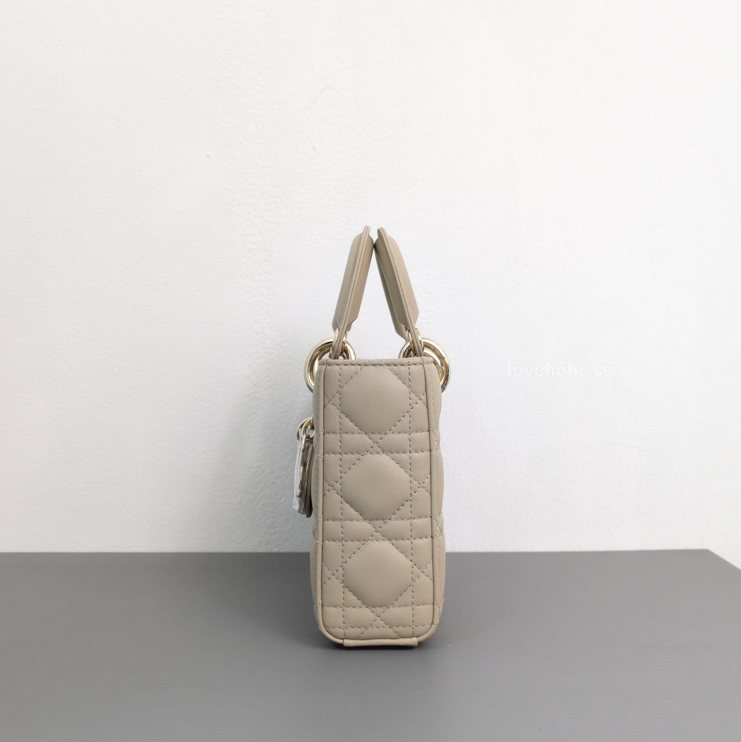 Dior Lady D-Joy Medium | Beige Lambskin Light Gold Hardware-side