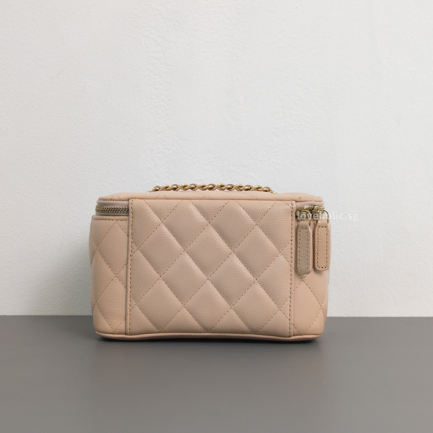 Vanity Bag with Chain Beige Caviar Light Gold Hardware