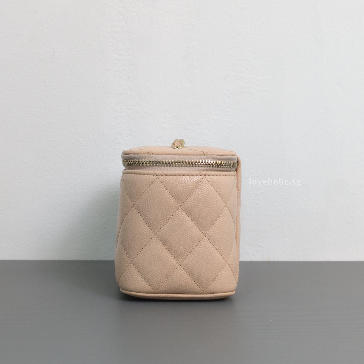 Vanity Bag with Chain Beige Caviar Light Gold Hardware