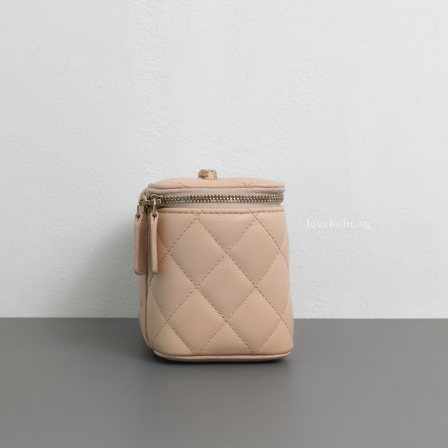 Vanity Bag with Chain Beige Caviar Light Gold Hardware