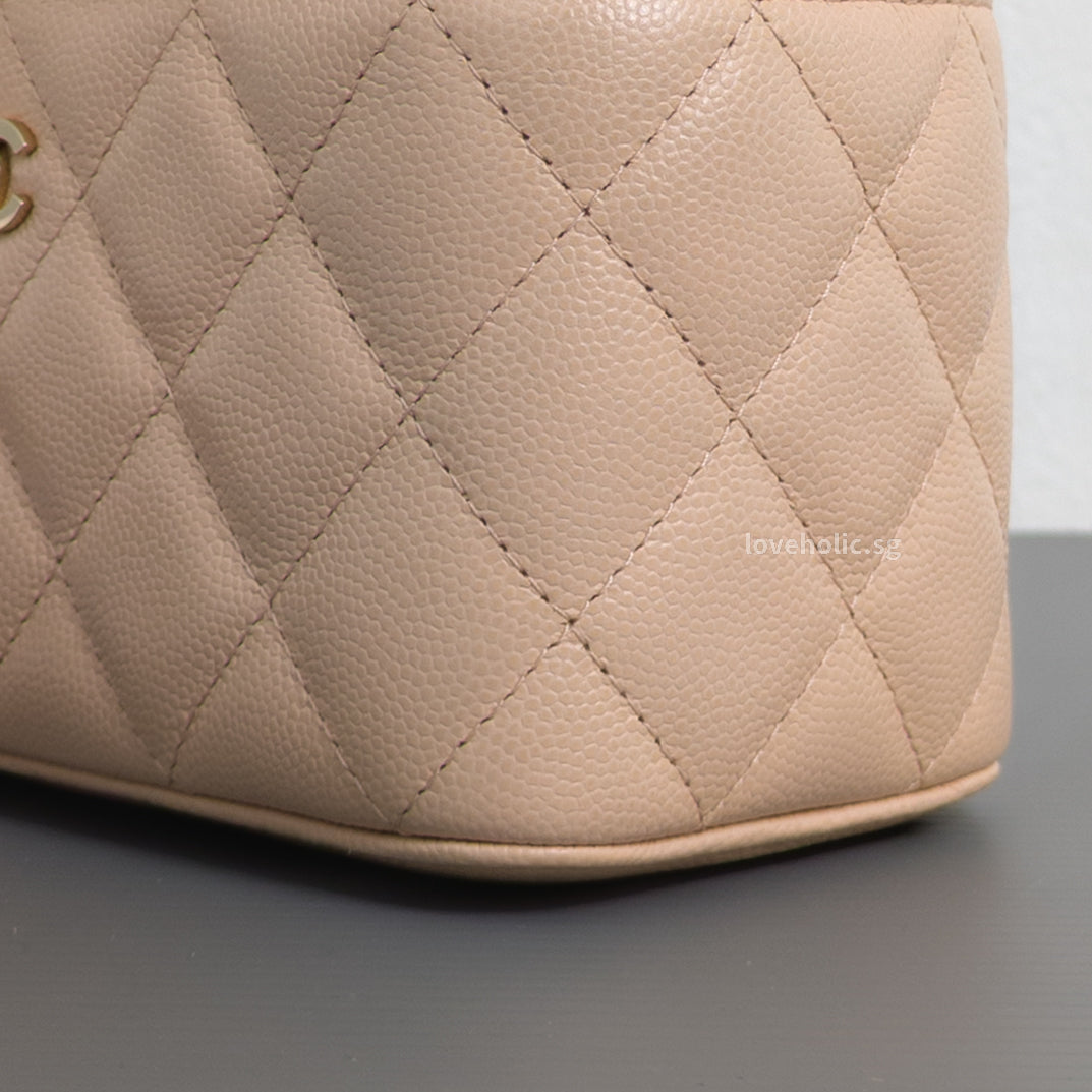 Chanel Vanity Bag with Chain Beige Caviar Light Gold Hardware-details